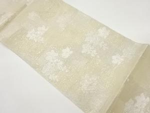  紗 市松に花々模様織出し袋帯